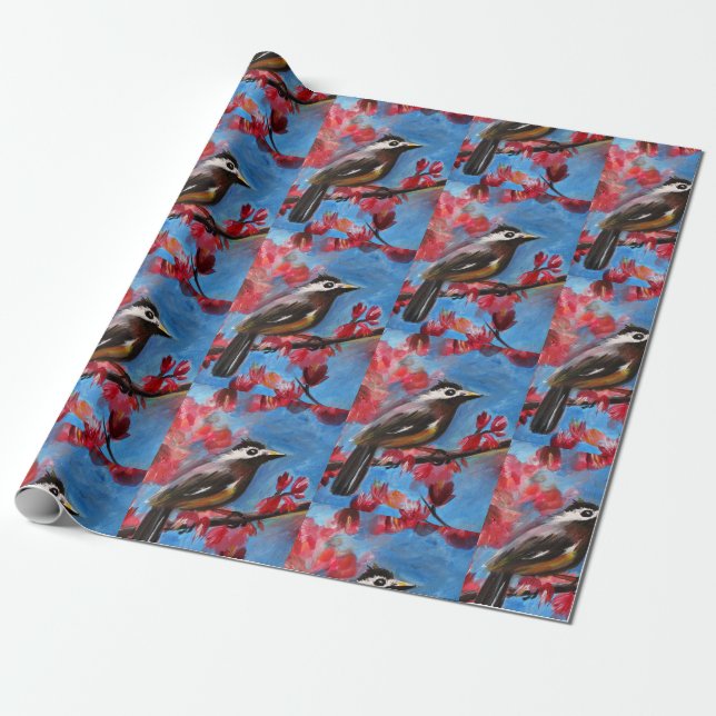 Papier Cadeau Peinture d'oiseaux de printemps (Déroulé)