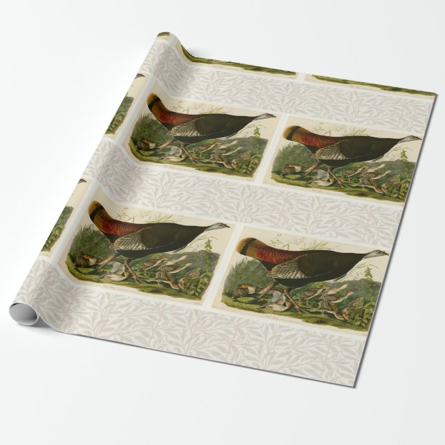 Papier Cadeau Peinture d'oiseaux sauvages de Turquie Audubon (Déroulé)