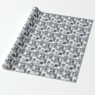 Papier Cadeau Peinture en détresse grise et blanche