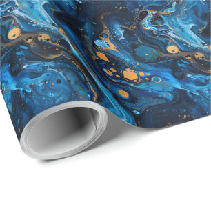 Papier Cadeau Peinture en marbre bleu pour la texture du bijou