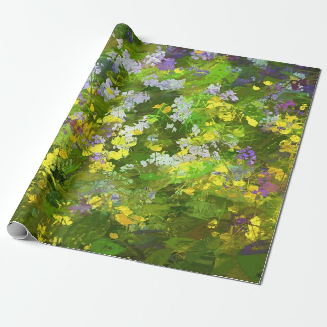 Papier Cadeau Peinture fleur sauvage Impasto - Art Fleur Origina (Déroulé)
