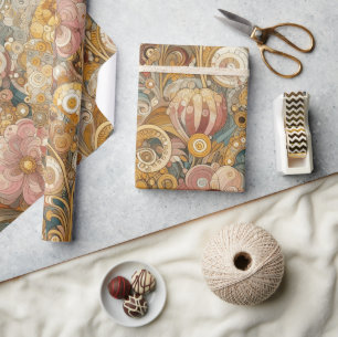 Papier Cadeau Peinture florale d'art fin de style Art nouveau an