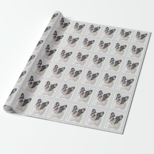 Papier Cadeau Peinture française de Bulldog (Pied de broche) - A