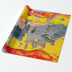 Papier Cadeau Peinture jaune, rouge et verte