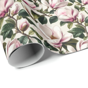 Papier Cadeau Peinture réaliste de magnolia en fleurs