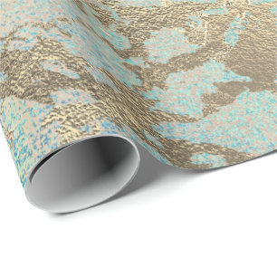 Papier Cadeau Peinture rose Bleu Aqua Marbre Or Bleu brillant