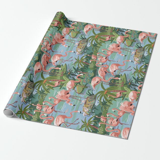 Papier Cadeau Peinture rose de lagune de Flamant rose par le (Déroulé)