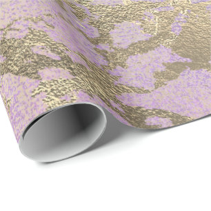 Papier Cadeau Peinture rose pâle Améthyste Rose en marbre d'or