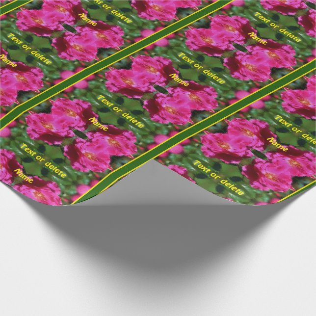 Papier Cadeau Peinture rose rose Fleur Art personnalisé (Coin)