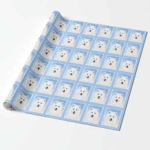 Papier Cadeau Peinture Samoyed Puppy - Jolie Art Original Chien