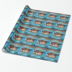 Papier Cadeau Peinture sur la loutre de rivière