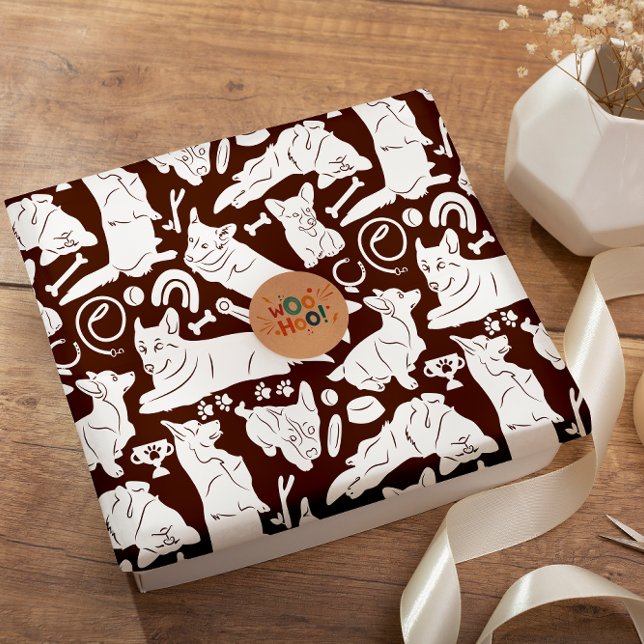 Papier Cadeau Pembroke Welsh Corgi motif sans soudure (Créateur téléchargé)