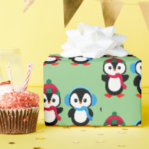 Papier Cadeau Pengiums Christmas Holiday Spirit