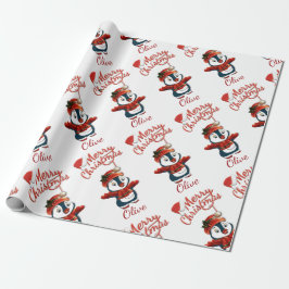 Papier Cadeau Penguin de Noël | Personnalisé