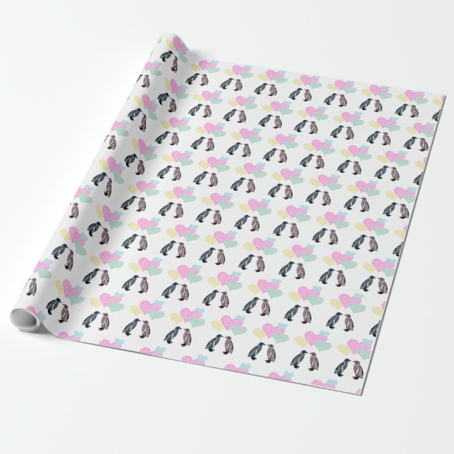 Papier Cadeau Penguin Love Chakra Heart Romantique Mandala (Déroulé)