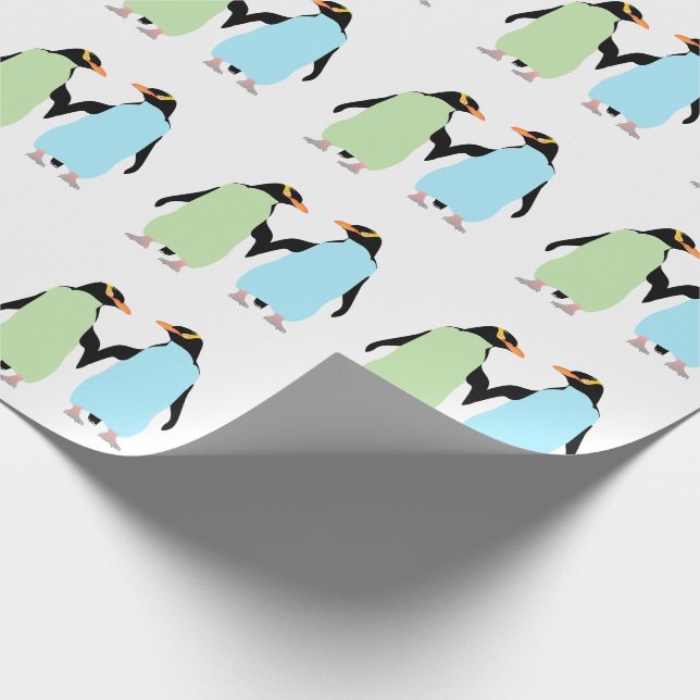 Papier Cadeau Penguins gay pride tenant les mains (Coin)