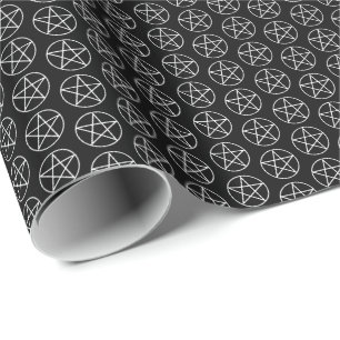 Papier Cadeau Pentagramme blanc sur fond noir