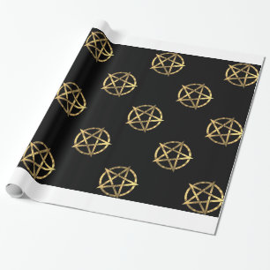 Papier Cadeau Pentagramme noir et or