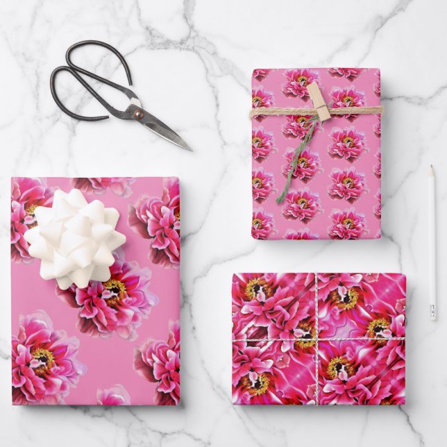 Papier cadeau Peonies roses. (Recto)