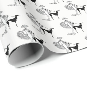 Papier Cadeau People-Woman-Dog-FilledIn-ArtDeco-Trans-BG-ADD-155