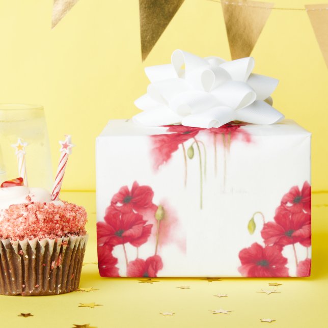 Papier Cadeau Pépites rouges aquarelle (Fête d'anniversaire)
