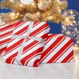 Papier Cadeau Pepperment Bonbon Rouge Blanc Bande