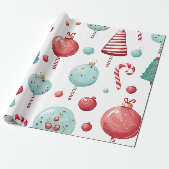 Papier Cadeau Peppermenthe Lollipop SweetShop Noël (Déroulé)