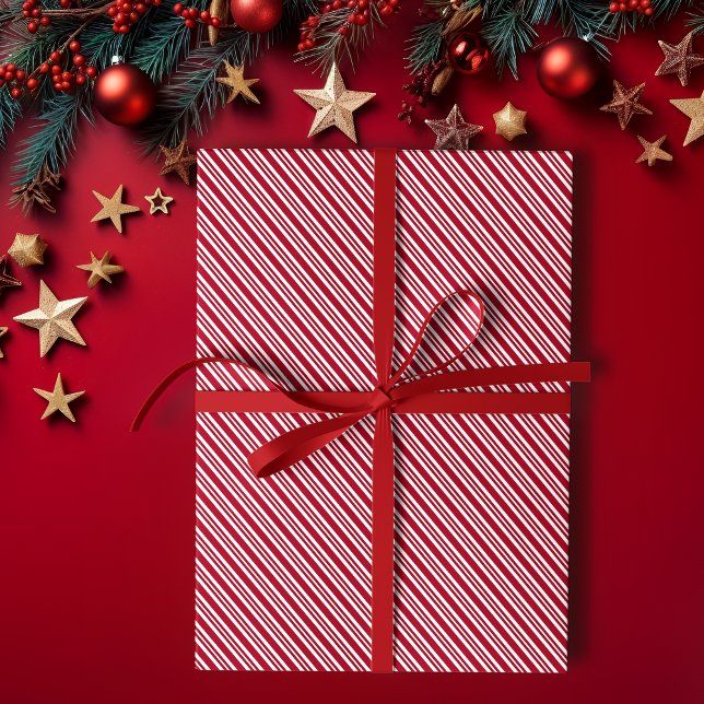 Papier Cadeau Peppermint Stripe Rouge et Blanc classique Noël (Créateur téléchargé)