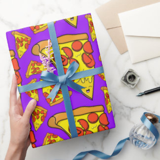 Papier Cadeau Pepperoni Pizza Party Purple Arrière - plan