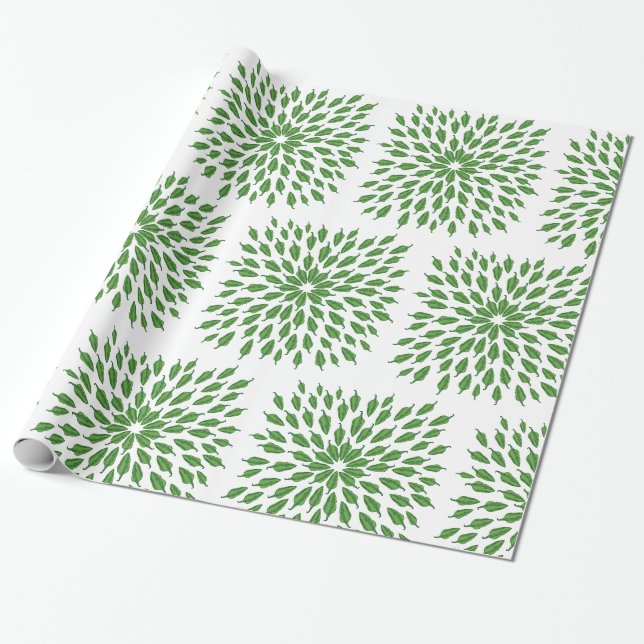 Papier Cadeau Peppers au chili vert Mandala Art (Déroulé)
