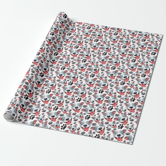 Papier Cadeau Peppy Pit Bull American Pitbull Pet Puppy Chien (Déroulé)