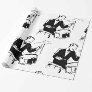 Papier Cadeau Percussionniste de jazz vintage milieu de siècle