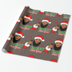 Papier Cadeau Père de la Père Noël noire Noël