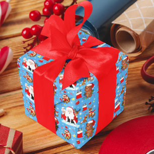 Papier Cadeau Père Noël avec animaux de la forêt