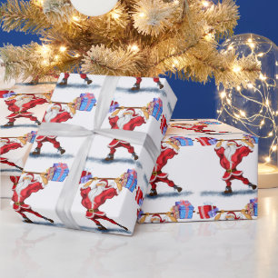 Papier Cadeau Père Noël avec cadeaux de Noël Enveloppement papie
