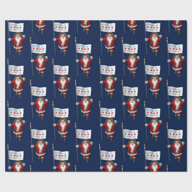 Papier Cadeau Père Noël Avec Drapeau De Chicago (Couture)