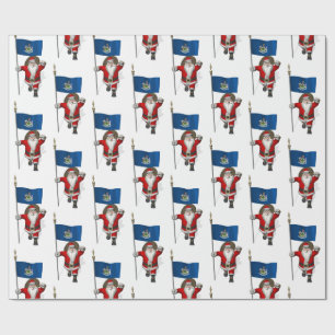 Papier Cadeau Père Noël Avec Drapeau Du Maine