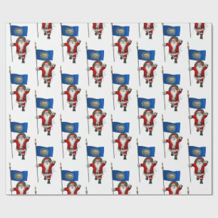 Papier Cadeau Père Noël Avec Drapeau Du New Hampshire