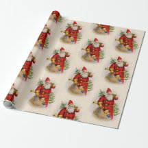 Père Noël AVEC JOUETS Papier à envelopper