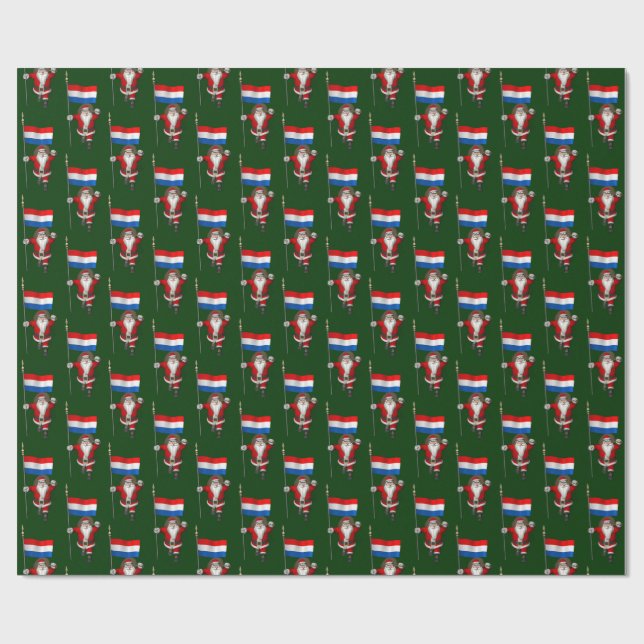 Papier Cadeau Père Noël Avec L'Enseigne De La Pays-Bas (Plat)