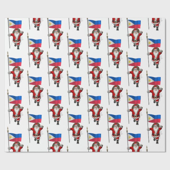 Papier Cadeau Père Noël Avec L'Enseigne Des Philippines (Plat)