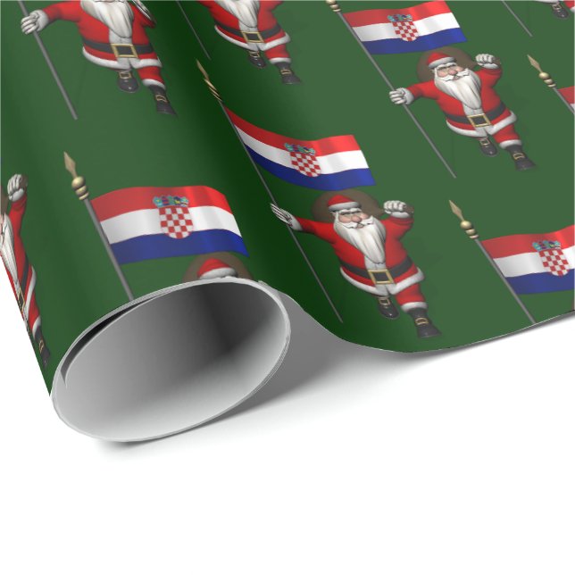 Papier Cadeau Père Noël Avec L'Ensigne De Croatie (Coin rond)
