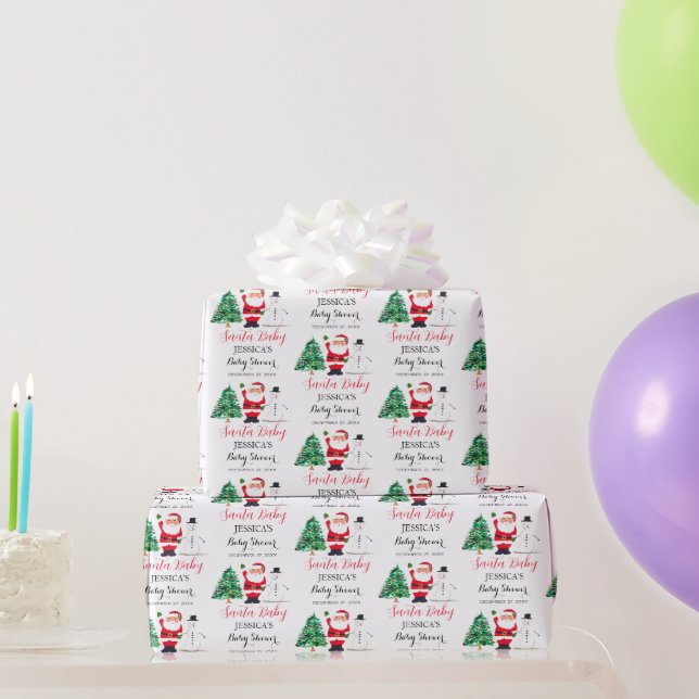 Papier Cadeau Père Noël Baby Christmas Winter Red Baby shower (Cadeaux de fête)
