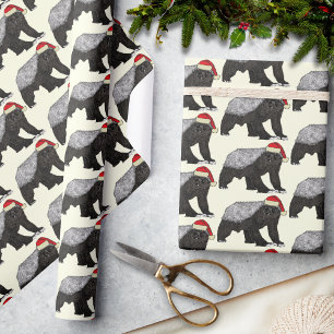 Papier Cadeau Père Noël Badass Blaireau de Noël