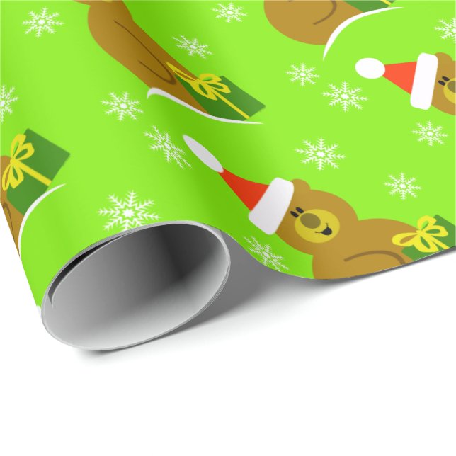 Papier Cadeau Père Noël Bear Kids Papier d'enveloppement de Noël (Coin rond)