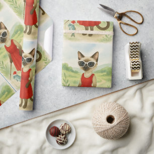 Papier Cadeau Père Noël Cat en pêche