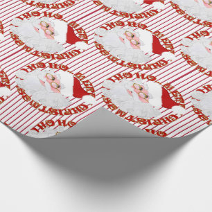 Papier Cadeau Père Noël Cercles Visage Red Stripes-Papier Cadeau