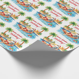 Papier Cadeau Père Noël Christmas Party à la piscine