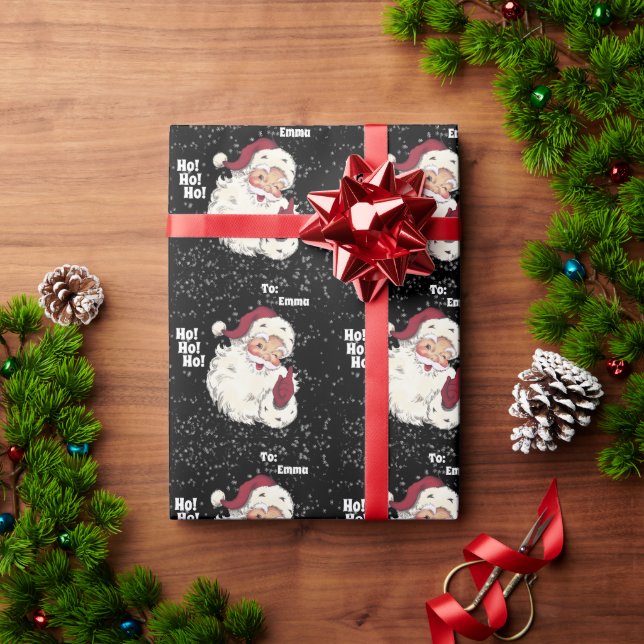 Papier Cadeau Père Noël Classique Avec Neige Tombant Noël (Cadeau de vacances)