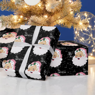 Papier Cadeau Père Noël classique Casquette rose Personnalisé